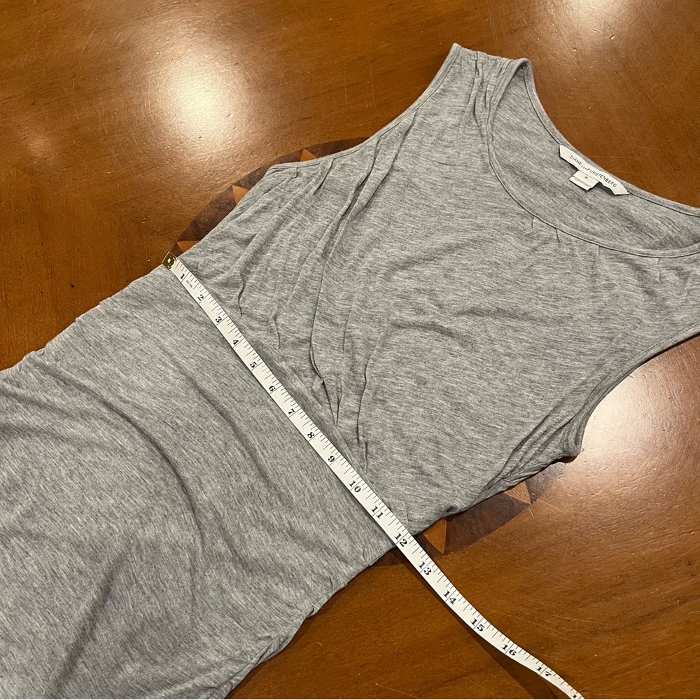 DVF Diane Von Furtenberg Angelina Ruched Jersey Dress Gray Medium Draped Mini - Picture 11 of 16